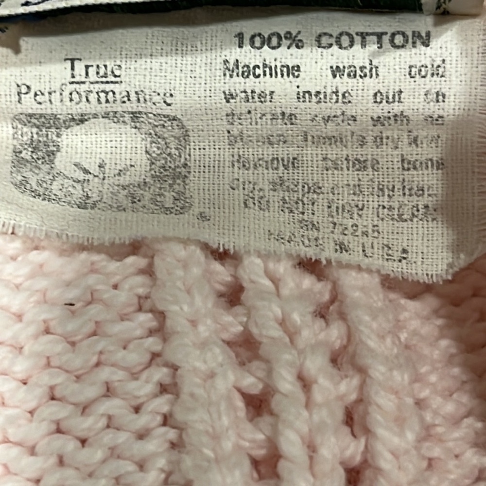 VINTAGE Britches Pink COTTON CABLE Knit Sweater, MADE IN THE USA, WOMEN SIZE XL - Picture 7 of 7